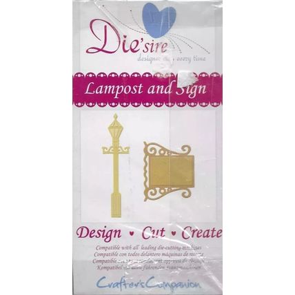Crafter's Companion. Die'Sire. Lamppost & Sign Die Set. Die Cutting Cardmaking