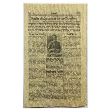 WW2 American Artillery Shell Propaganda Leaflet. - Feldpost No. 16. - 1945.