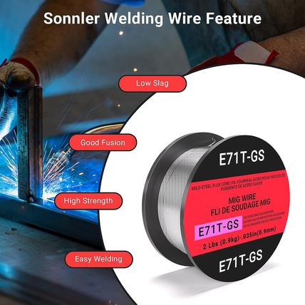 Gasless Flux Core Mig Wire, Mild Steel E71TGS .035-Diameter, 2-Pound Spool (0.03