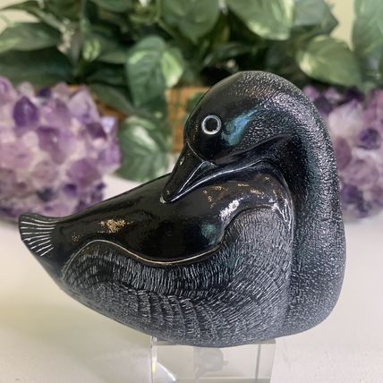 Aardik Collection Carved Black Soapstone Loon/Duck Bird Vintage 1972 Canada 4.25