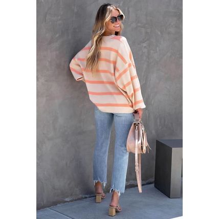 Stripe Striped Drop Shoulder Pullover Sweatshirt