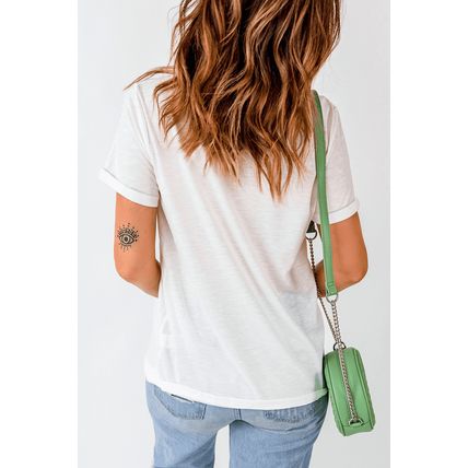 White Christmas Bowknot Graphic Cotton Blend T Shirt