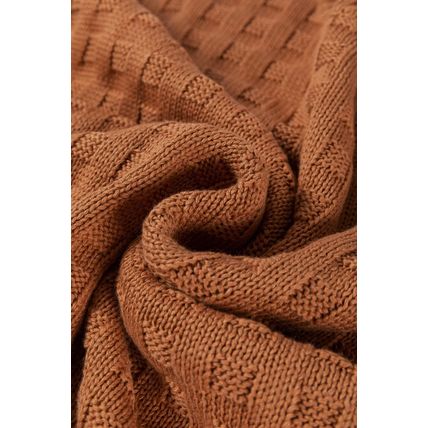 Camel Round Neck Textured Knit Sweater Vest