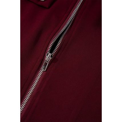 Red Dahlia Collar Tab Sleeve Zip Up Flap Detail Jacket