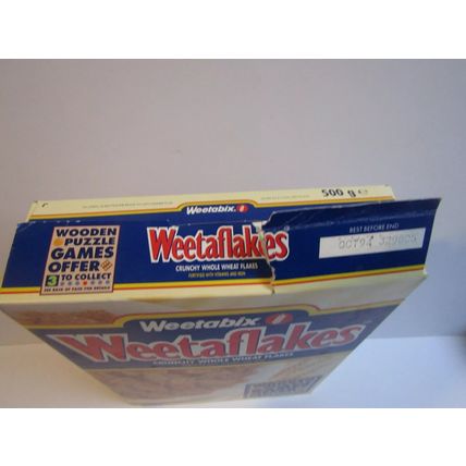 Weetabix 1993 Weetaflakes Cereal Box Wooden Puzzle Games Offer