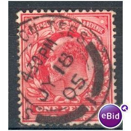 GB stamps 1902-10 KEV11 - 1d SG219 Stockton On Tees 38