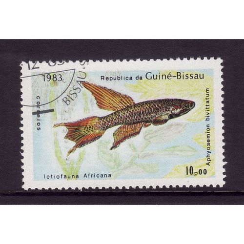 GUINEA - BISSAU 1983 SG 814 10p TWO STRIPED LYRETAIL FISH FINE USED