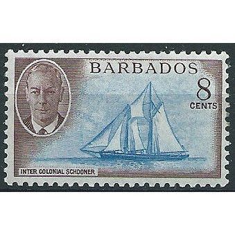 Barbados 1950 SG276 8c Bright Blue & Purple Brown Unmounted Mint ... .