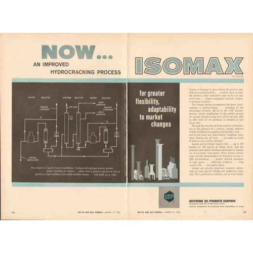 universal oil products co 1962 hydrocracking process isomax vintage ad