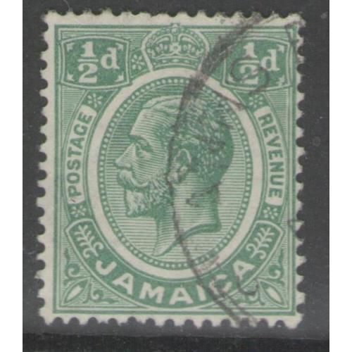 Jamaica KGV 1927 ½d Green Used SG 89a Sc 111 postage stamp