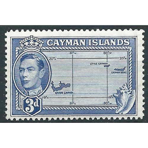 Cayman Islands 1947 SG121a 3d Bright Blue Mounted MInt . . ..