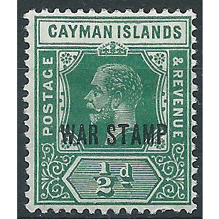 Cayman Islands 1919 SG57 1/2d Green WAR STAMP Mounted Mint ..