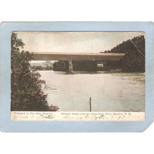 NH Hanover Covered Bridge Postcard Hanover Bridge Over Connecticut River W~359