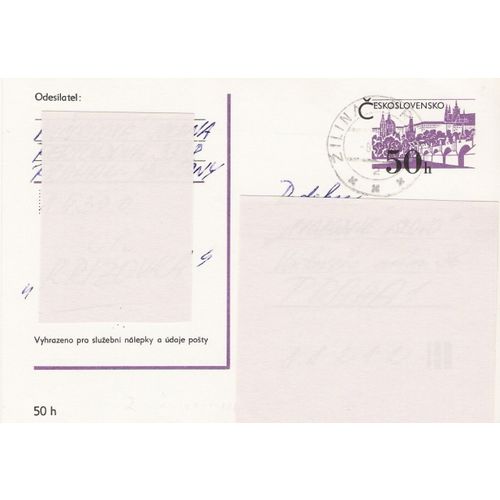 1) Mi P 198 a: Postcard: 50 h. violet/black Prague.