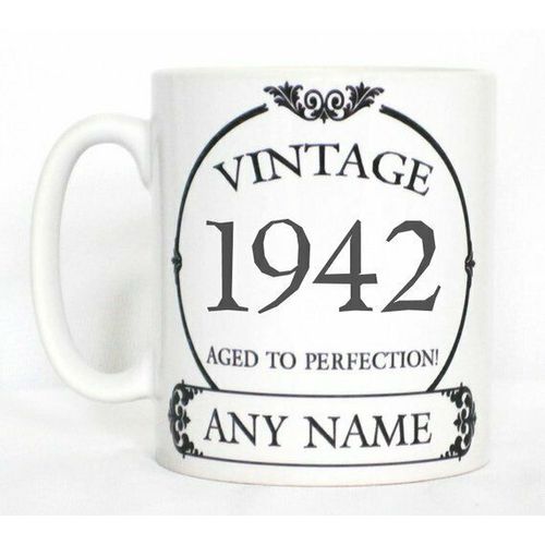Vintage 1940s Aged To Perfection Mug PERSONALISED Wine Label Birthday Year Gift