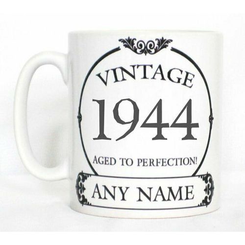 Vintage 1940s Aged To Perfection Mug PERSONALISED Wine Label Birthday Year Gift