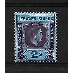 LeewardIslands.SG111 2s Reddish Purple and Blue/Blue.Paper Uncheckd.M/Mint.Apr20