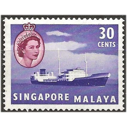 Singapore 1955 SG48 30c Violet & Brown Fine Mounted Mint . .. .