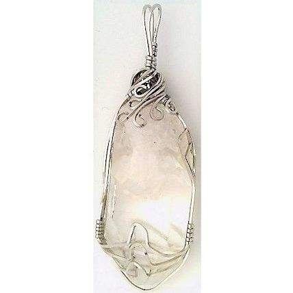 Quartz Crystal Stainless Steel Wire Wrap Gemstone Pendant 5