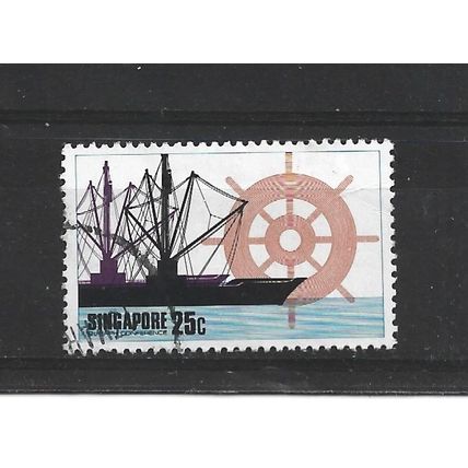 Singapore.SG250 25c Freighter and ship's wheel.Fine Used.Jun25