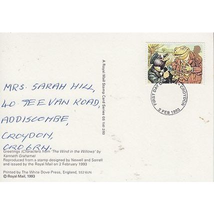 PHQ Card Fist Day of Issue 1993 Greetings 1st Wind in the Willows