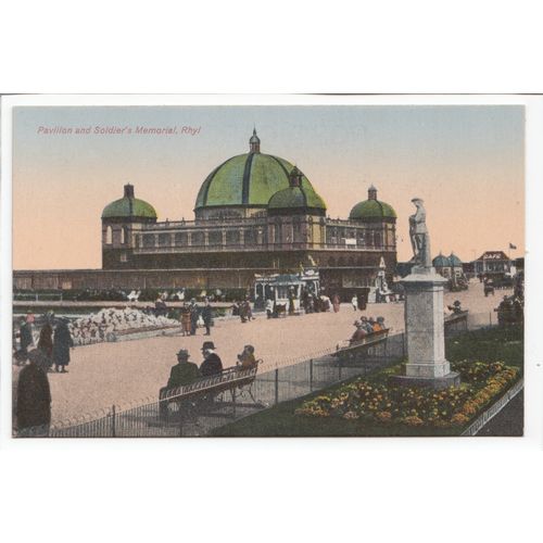 Pavilion and Soldier's Memorial Rhyl Postcard Flintshire R26