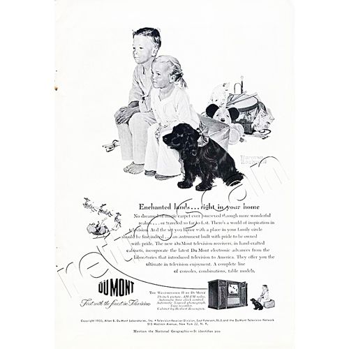 1950 DU MONT TELEVISION (Norman Rockwel Retro / Vintage American Magazine Ad