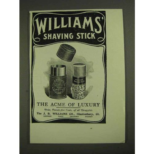 1903 Williams' Shaving Stick Ad - Acme of Luxury