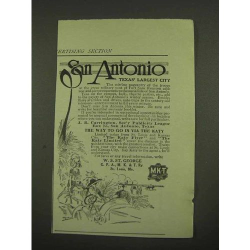 1912 MK&T Railway Ad - San Antonio Texas' Largest City