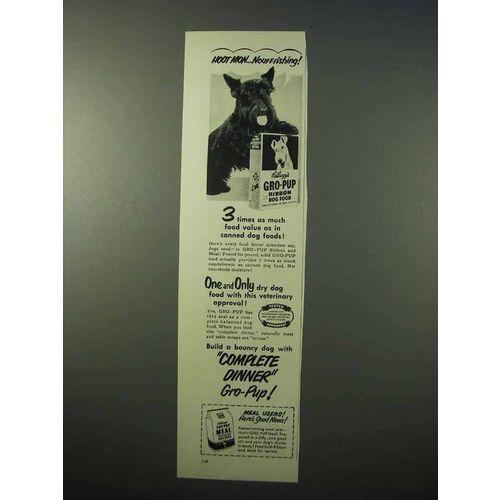 1951 Kellogg's Gro-Pup Ribbon Dog Food Ad - Hoot Mon
