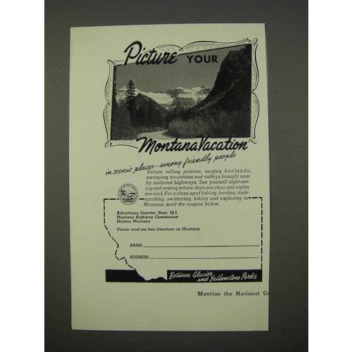 1955 Montana Tourism Ad - Picture Your Vacation