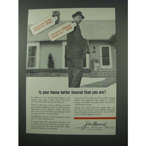 1961 John Hancock Insurance Ad - House Better Insured