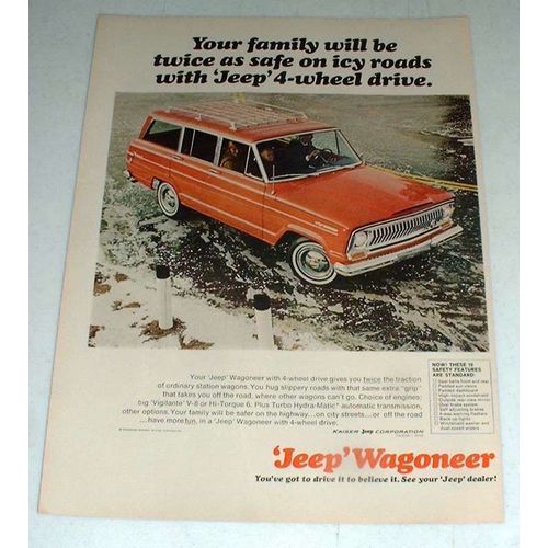 1965 Jeep Wagoneer Ad - Twice As Safe on Icy Roads