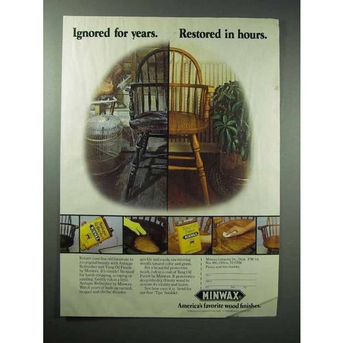 1984 Minwax Antique Refinisher, Tung Oil Finish Ad
