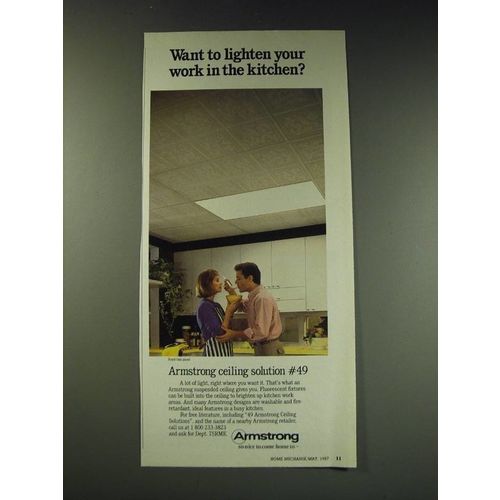 1987 Armstrong Royal Oak Panel Ceiling Tile Ad - Want to lighten your work