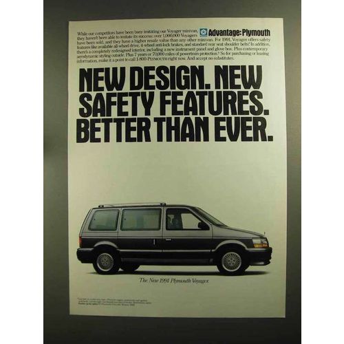 1991 Plymouth Voyager Ad - New Safety Features
