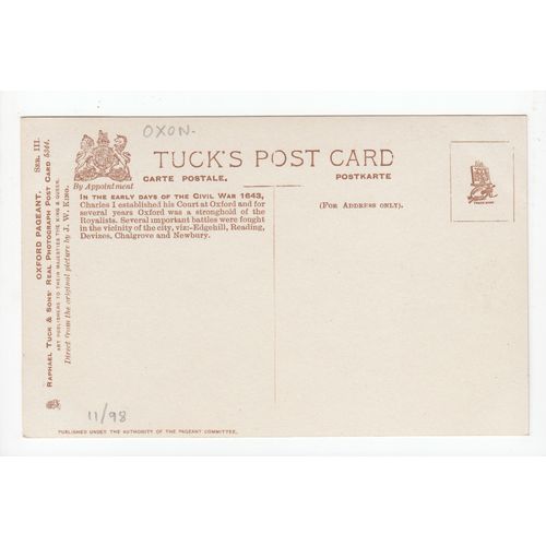 Charles 1st Meeting his Queen Oxford Pageant RP Postcard 5344