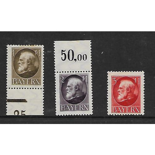 GERMANY BAVARIA 1914 / 1920 KING LUDWIG III 3 VALS M / MINT