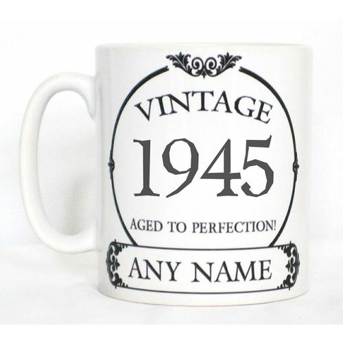 Vintage 1940s Aged To Perfection Mug PERSONALISED Wine Label Birthday Year Gift