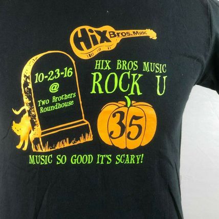 Hix Bros Music Shop Halloween Rock U Celebration Mens Graphic T-Shirt Shirt