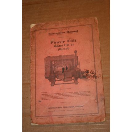 International Harvester Power Unit UD-11 (Diesel ) Instrukaction Manual