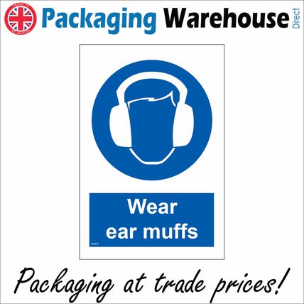 MA073 WEAR EAR MUFFS SIGN CONSTRUCTION BUILDING SITES INDUSTRY FACTORY WORKPLACE