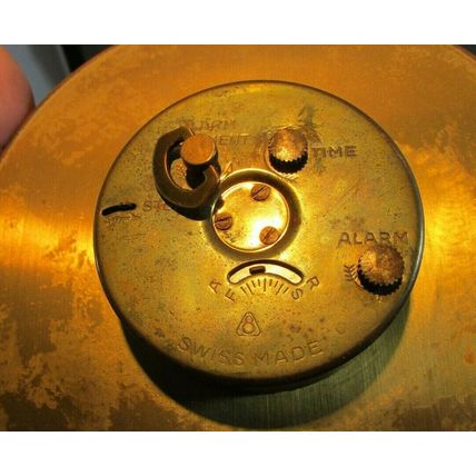 RARE 1930's HELVECO 8 Day SWITZERLAND COAT OF ARMS Wind Up Mantel Clock WORKS