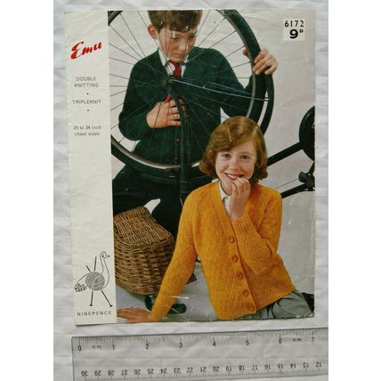 Vintage: Emu 6172 boy & girl cardigans, DK or tripleknit