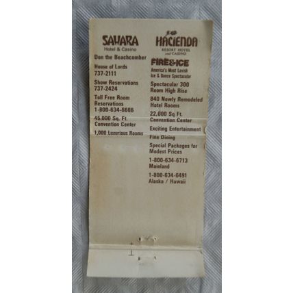 Old Matchbook cover Hacienda - Sahara Hotel & Casino, Las Vegas