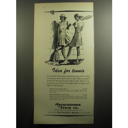 1951 Abercrombie & Fitch Tennis Dresses Ad - Idea for Tennis