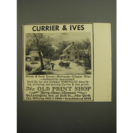 1952 The Old Print Shop Ad - Currier & Ives