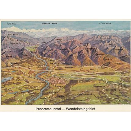 Wendelsteingebiet German Mountains Panoramic Map Postcard