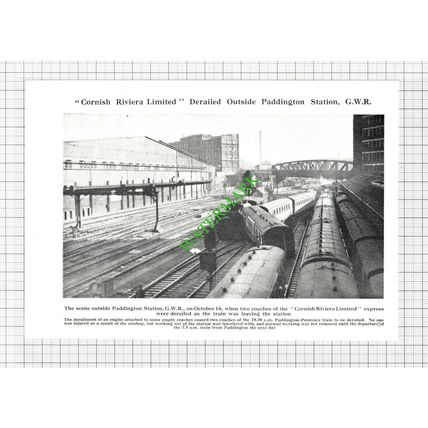 Paddington Railway Station GWR Cornish Riviera Derailed - 1940's Cutting
