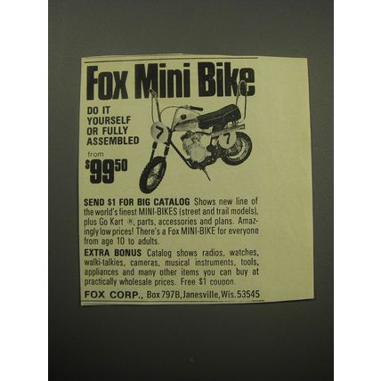 1969 Fox Mini Bikes Ad - Fox Mini Bike do it yourself or fully assembled